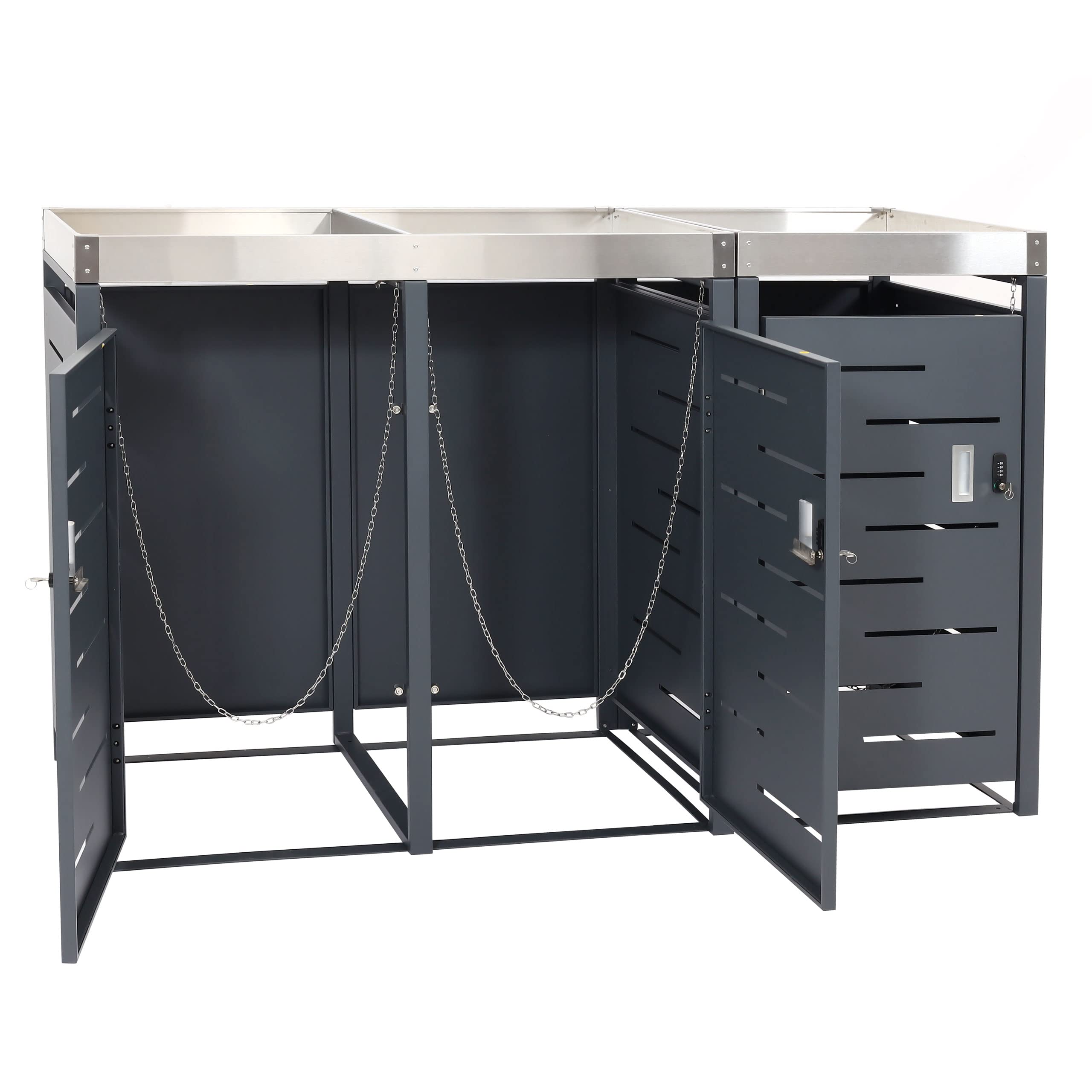 Habillage pour 3 poubelles HWC-H40b 63kg 110x175x62cm Extensible
