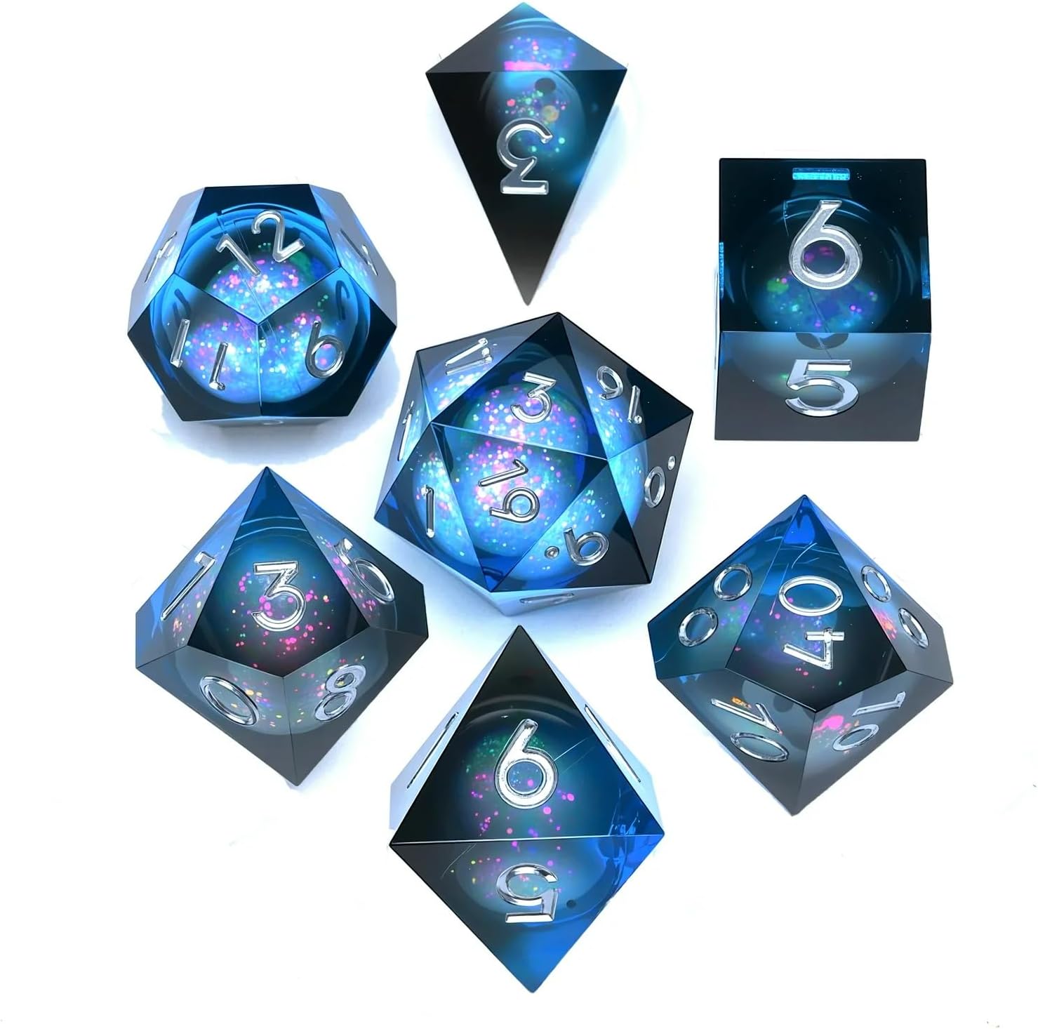 Dungeons and Dragons Liquid Core Dice Set D&D, Polyhedron DND Resin dice Set, Used for Role-Playing dice Magic Pathfinder Game DND dice Set (7 Pieces)