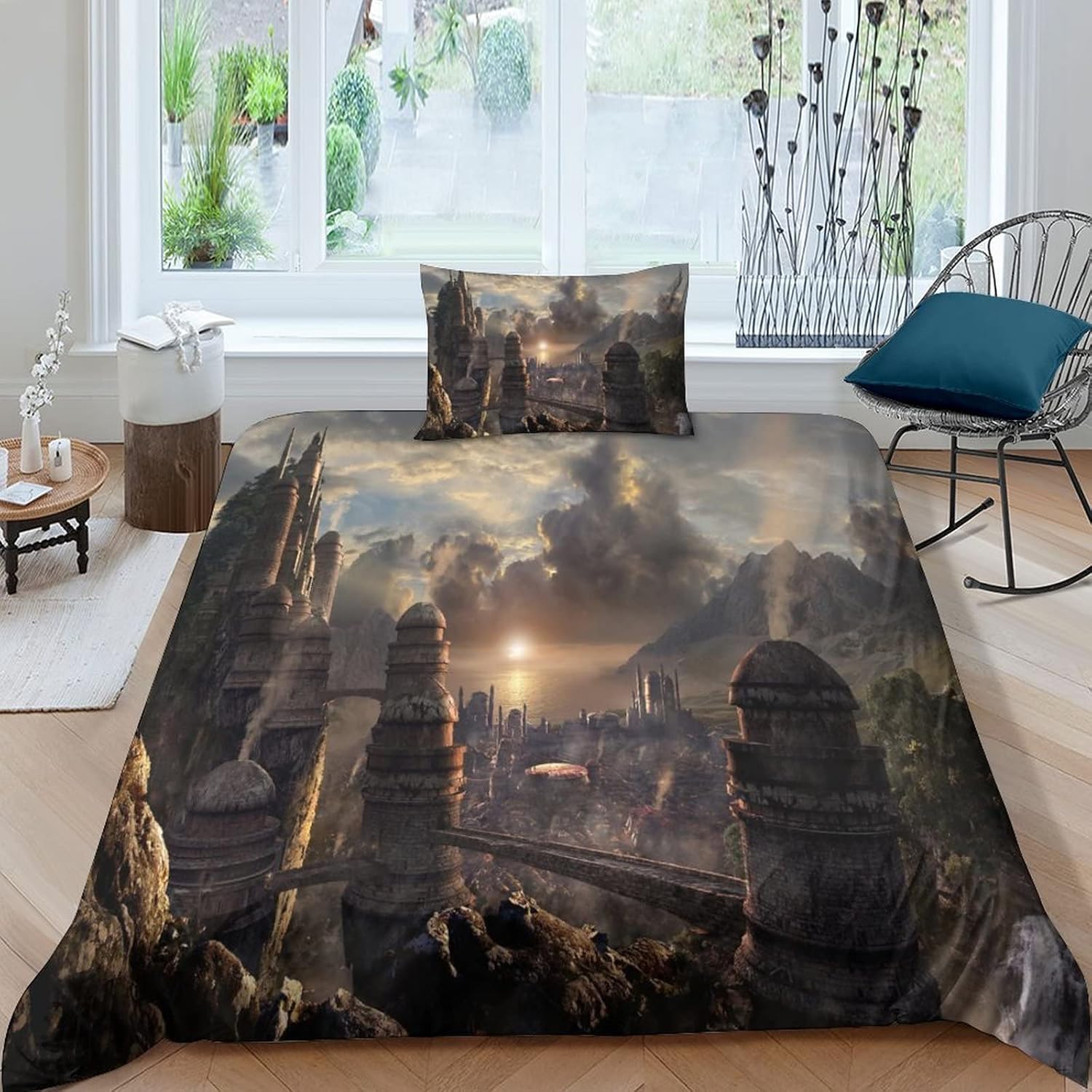 BLUEZY Landscapes Duvet Covers Set, Children's Microfibre Bed Linen, 3D