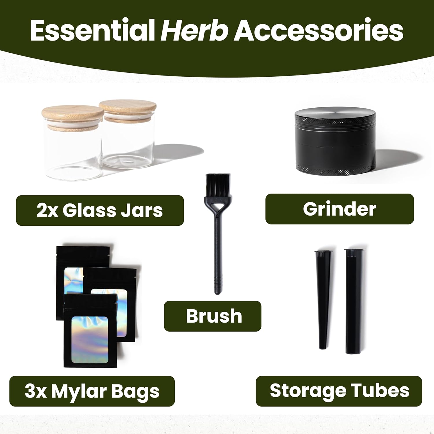 Stash Box With Combo Lock & Accessories Set - Lockable Wooden Stashbox, Storage & Rolling Trays, Grinding Tool, Airtight Glass Jars, Large Bamboo Wood Storage Box Decorative Organizer Stash Box Kit