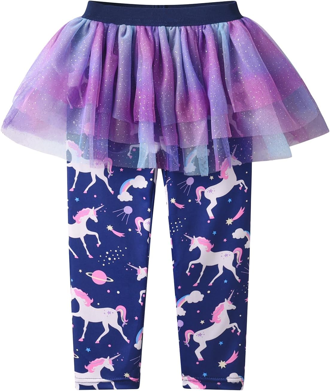 DXTON Kid Girls Leggings with Skirt Toddler Girl Printed Tutu Skirt Pant Birthday Party 3-12 Years