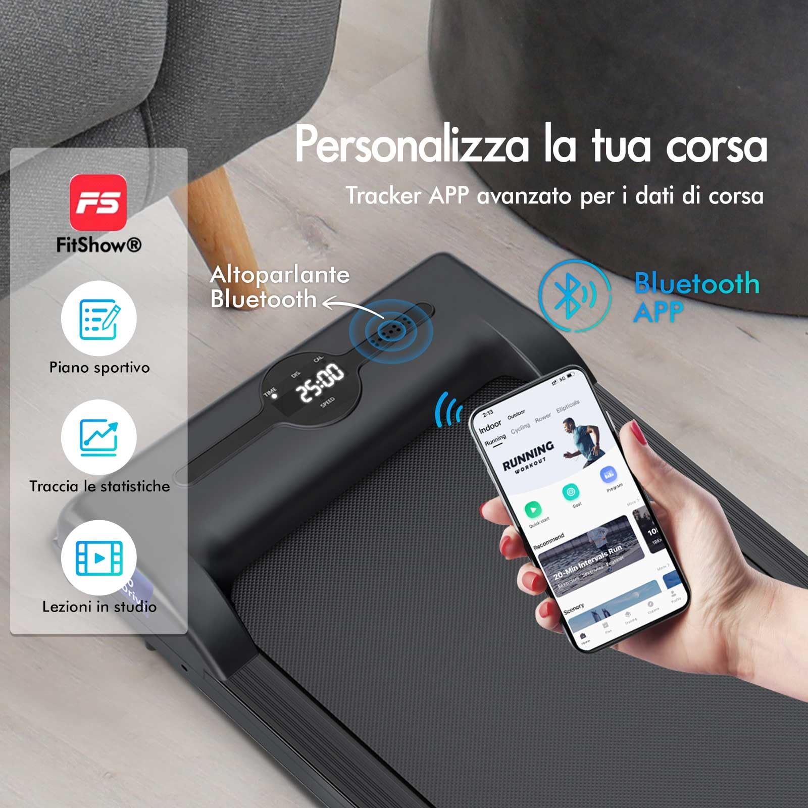 BLACK LORD Tappetino da passeggio intelligente, tapis roulant 2 in 1 sotto la scrivania per ufficio domestico, macchina da jogging portatile con app e telecomando, Con Maniglia, Nero