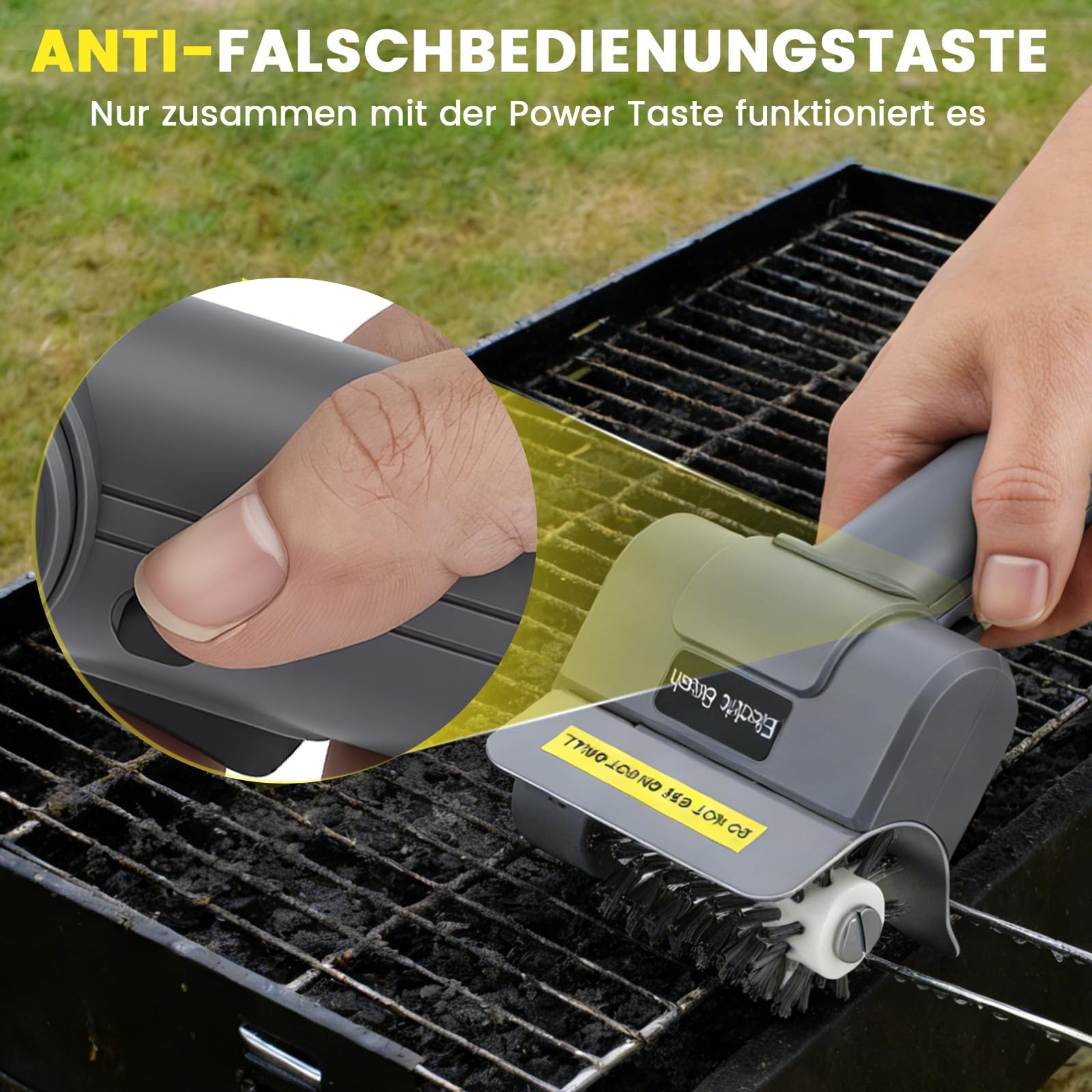Spazzola Elettrica per Barbecue – Senza Fili, Ricaricabile con Testina in Acciaio Inox Rimovibile (Include 1 Testina di Ricambio) | Ideale per Griglie a Gas, Carbone, Elettriche e Piastre