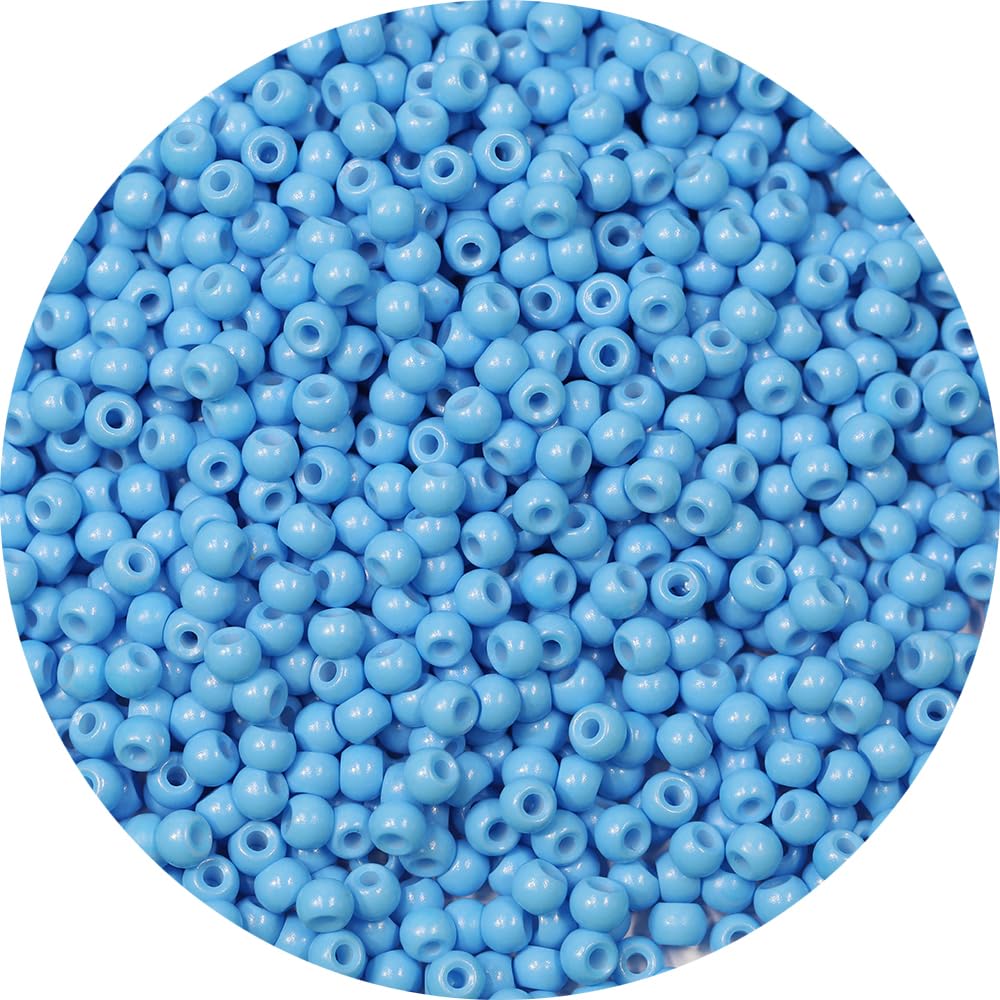 Bala&Fillic Size 4mm Light Blue Color Seed Beads 1400pcs/100 Grams, 6/0 Round Glass Craft Beads for Making Jewelry Earring Bracelets Necklace — image 1