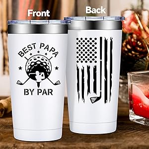DOEARTE Golf Gifts for Papa - Christmas Gift for Papas - Fathers Day, Birthday Gift for Papas, Dad from daughter - Best Papa by Par 20oz Tumbler