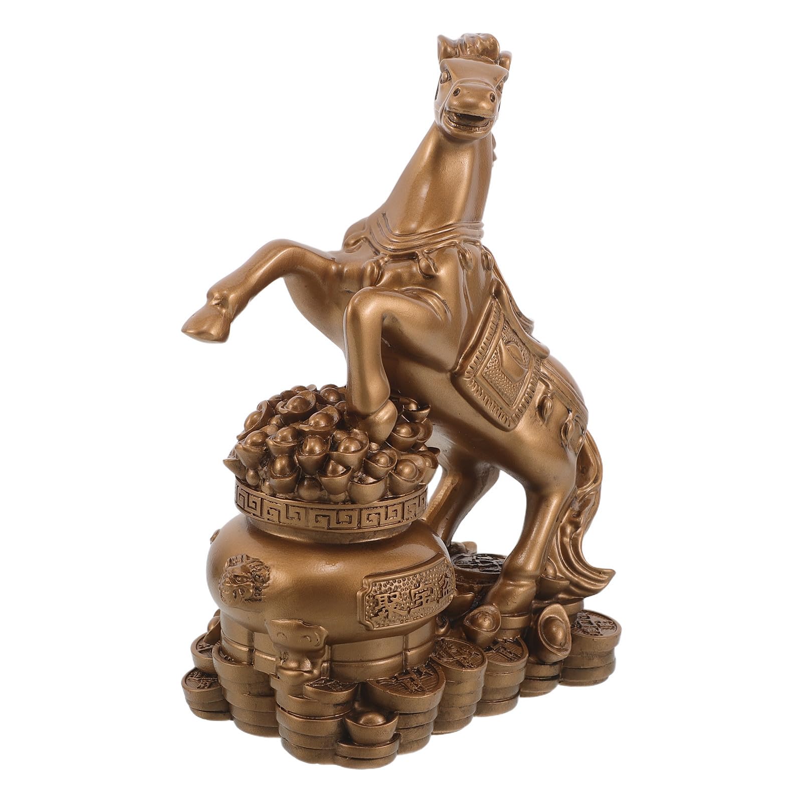 Figura de Caballo del Zodíaco de Resina para Suerte y Prosperidad 18 CM