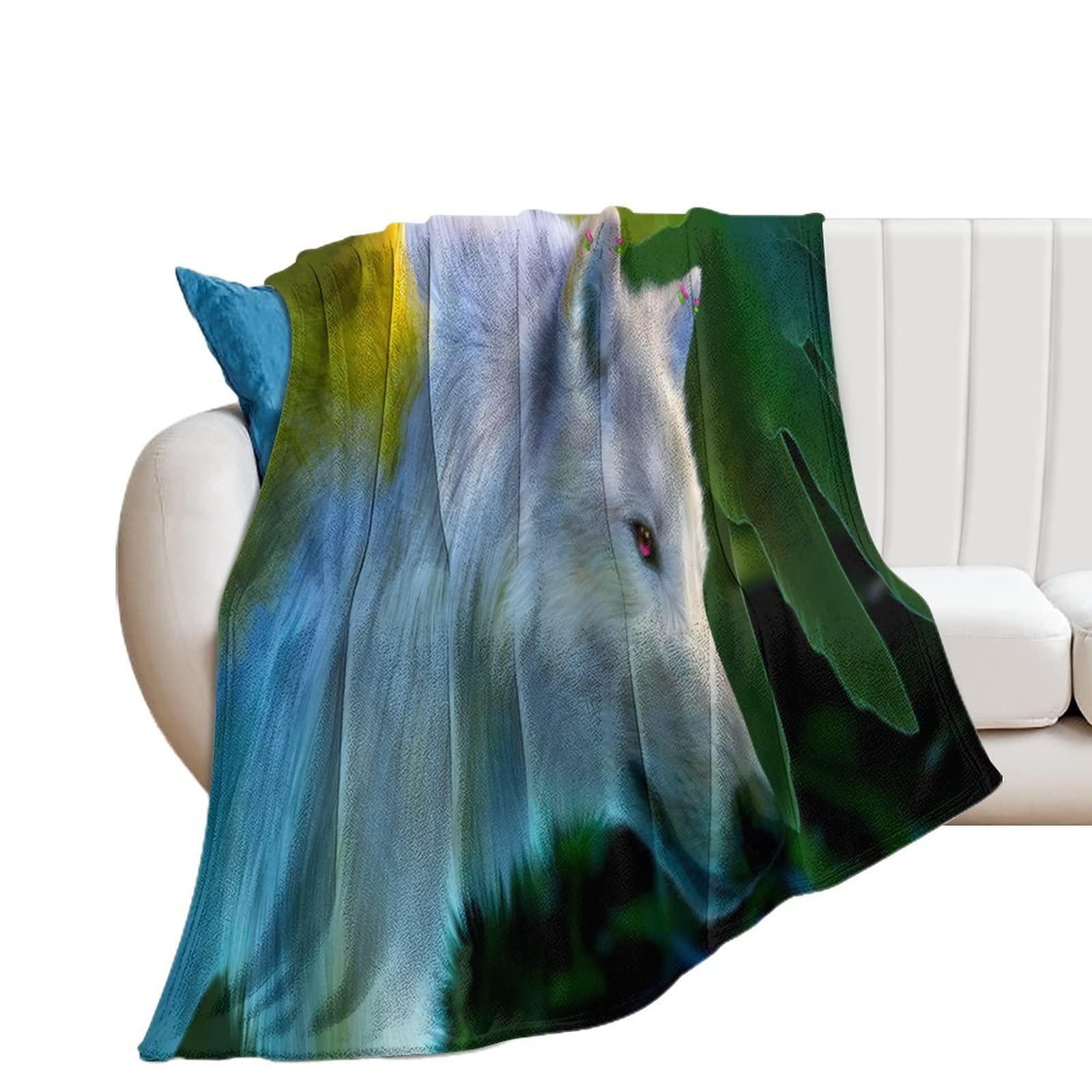 Couverture de bureau loup pour soirées télé canapé confort
