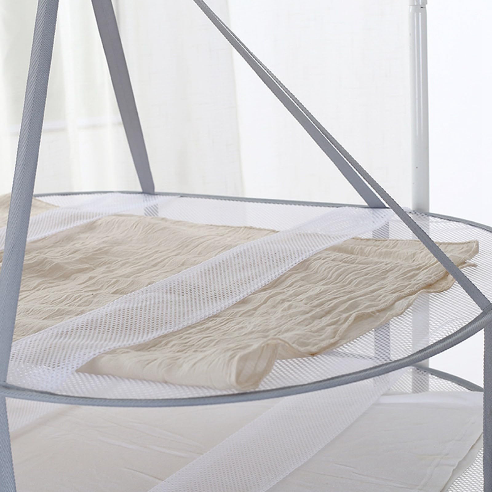 Secador de suéter plegable gris – Tendedero con 2 niveles con ganchos, 77 x 61 cm, superficie plana para jersey de lana y trajes de baño, estante de secado de malla