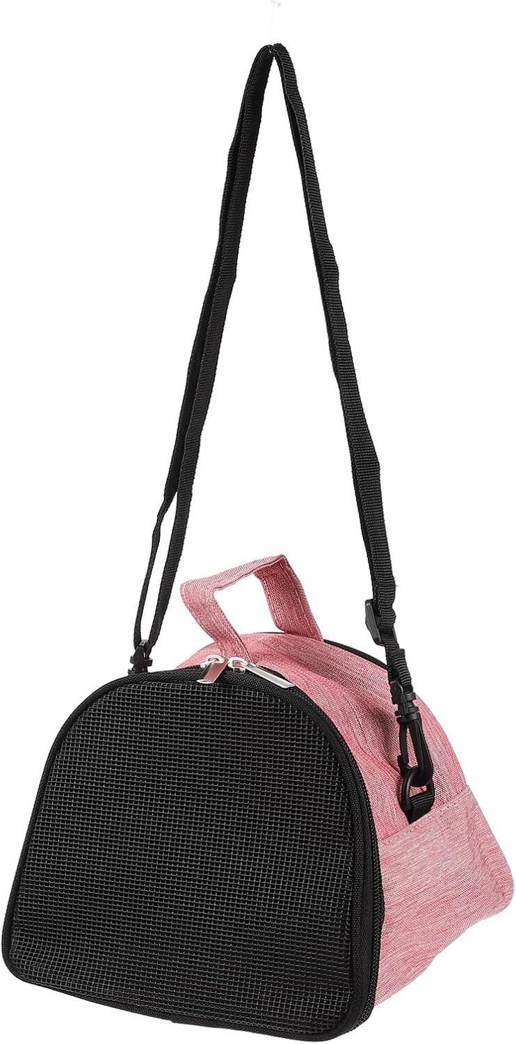 KOMBIUDA Large Pink Breathable Pet Travel Bag with Adjustable Shoulder Strap for Hamsters, Guinea Pigs, and Small Animals – Portable Outdoor Carrier Pouch for Small Pets