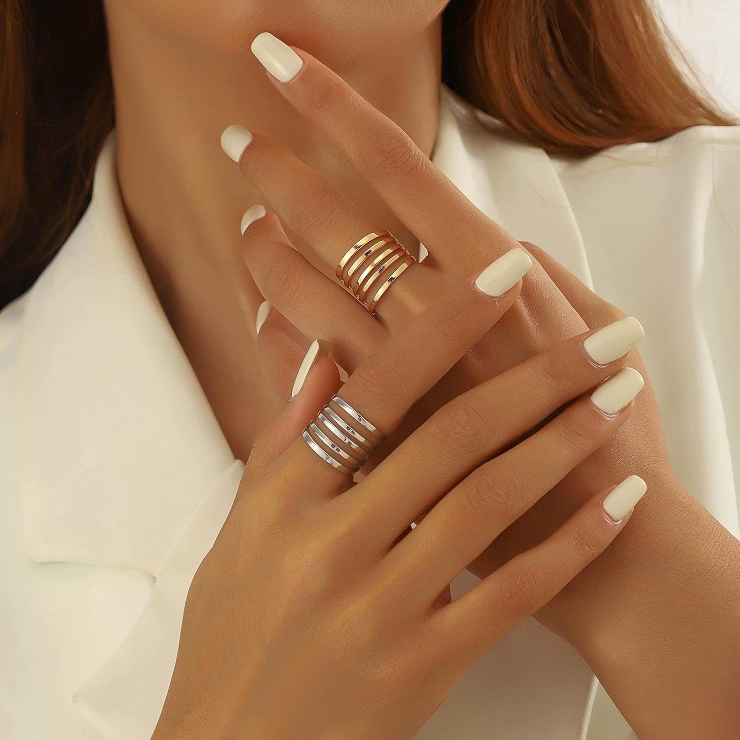 Vintage Open Adjustable Finger Ring Gold Open Wide Wrap Ring Statement Knuckle Rings Statement Adjustable Chunky Rings Jewelry for Women - Image 7