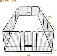 Vista 7 de Giantex - Corralito para mascotas con paneles 16/8, puerta, plegable para perros y gatos, valla de ejercicios portátil, ajustable, para uso al aire