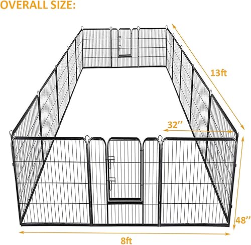 Miniatura 7 de Giantex - Corralito para mascotas con paneles 168, puerta, plegable para perros y gatos, valla de ejercicios portátil, ajustable, para uso al aire