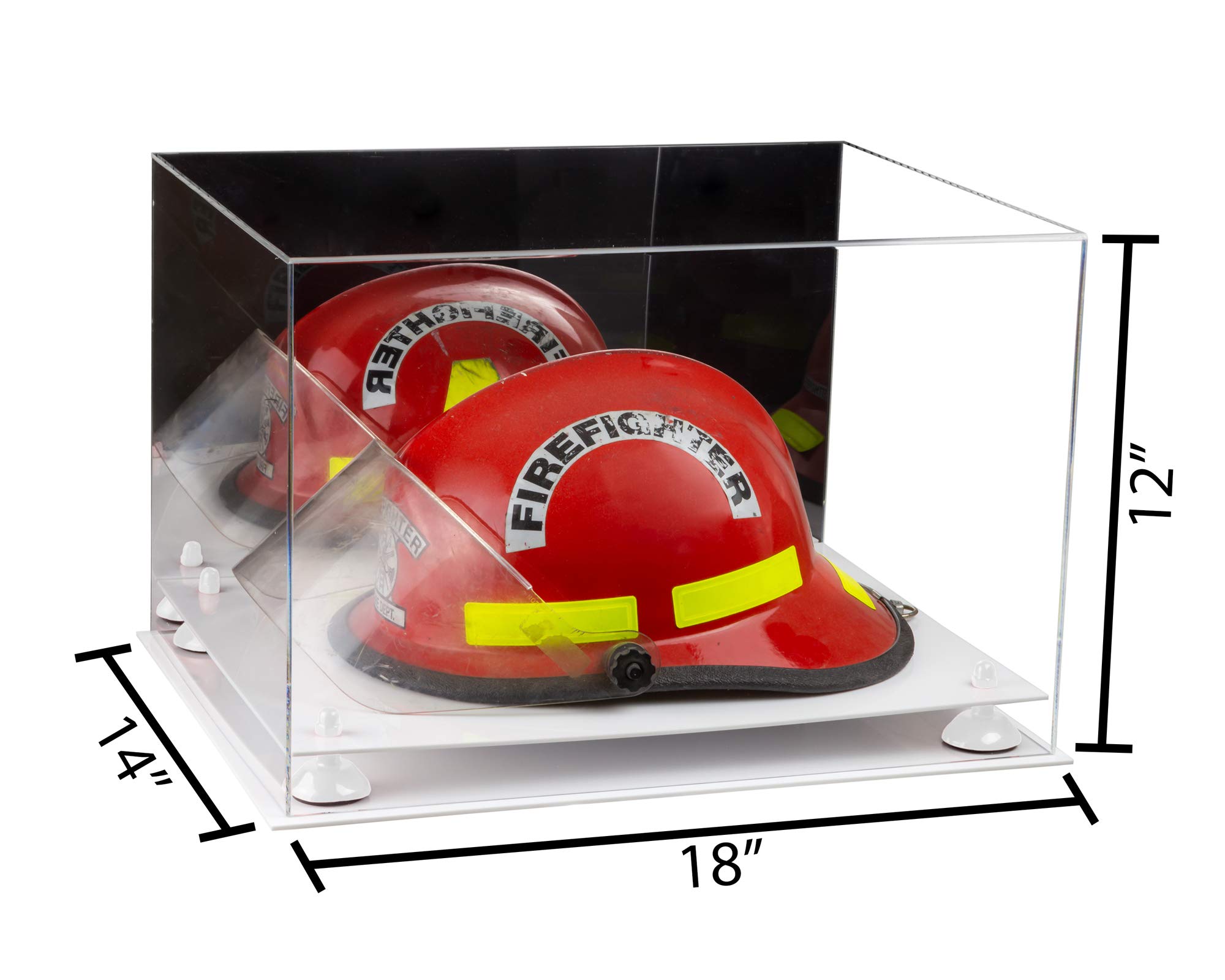 Better Display Cases Versatile Acrylic Display Case - Large Rectangle Box with Mirror, White Risers and White Base 18