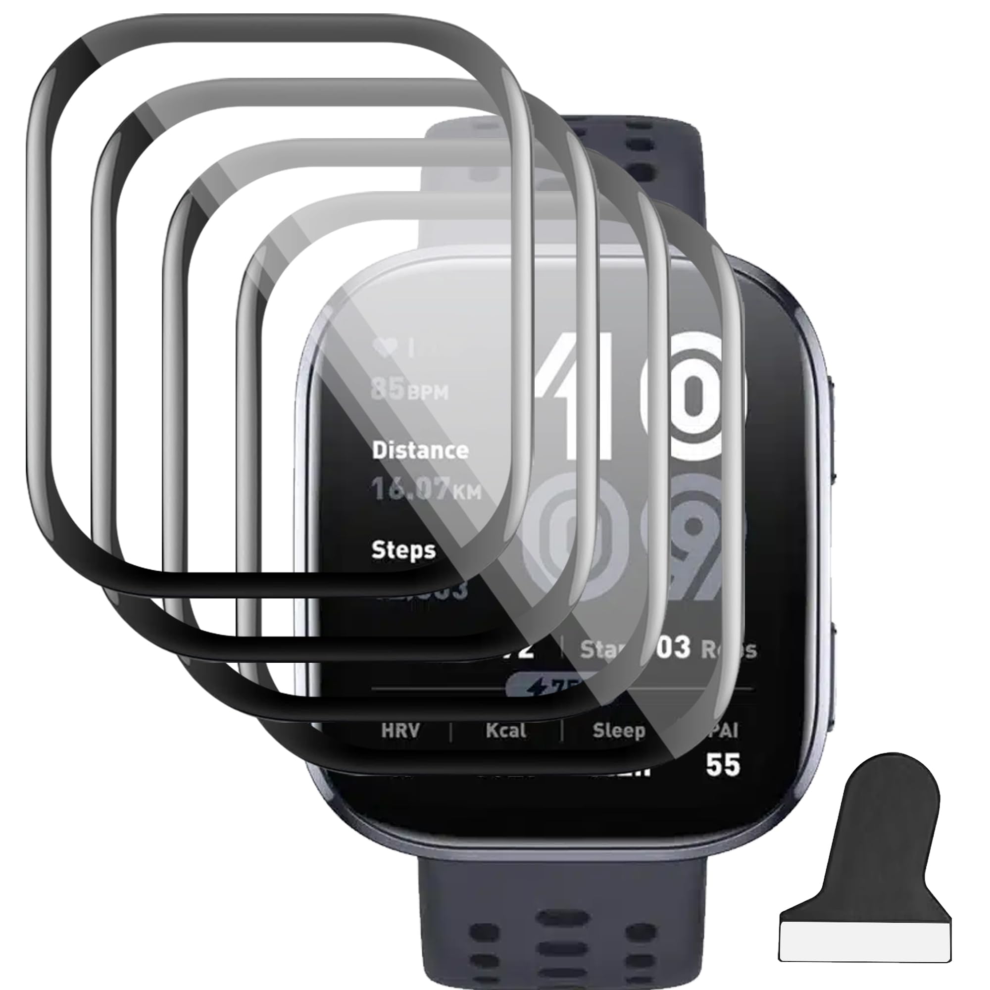 4 Piezas Protector de Pantalla para Amazfit Bip 6 – Protección 3D Full Cover PMMA+TPU, HD Transparente, Antiarañazos, Sensible al Tacto