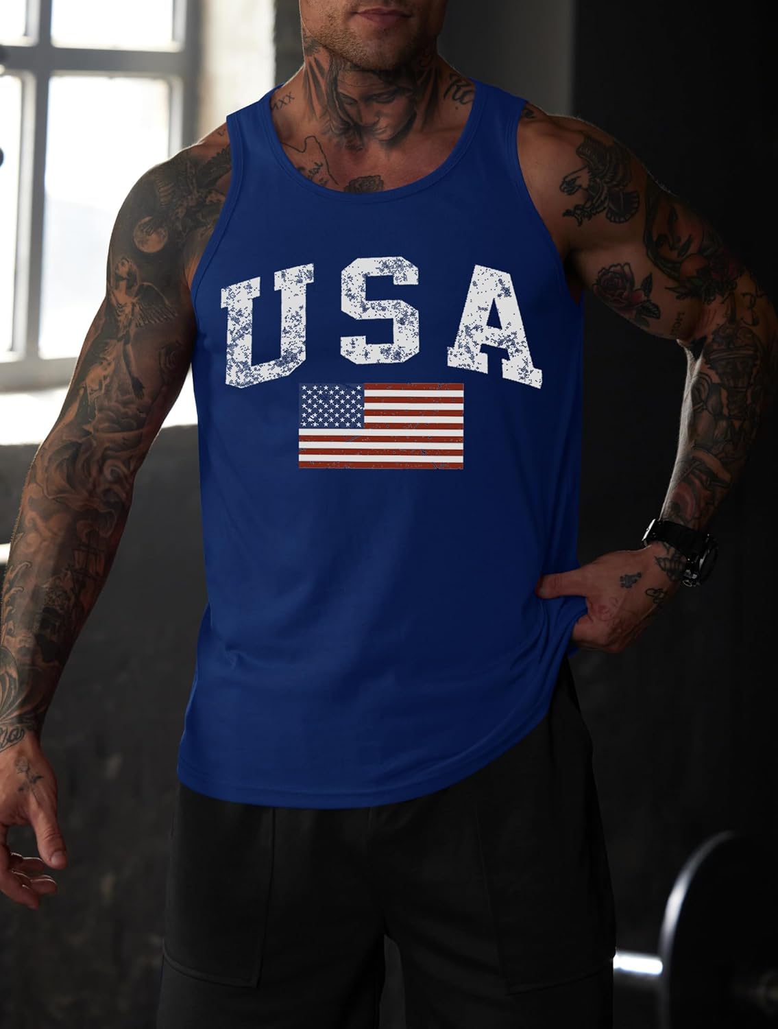 Mainfini Men's American Flag Tank Tops 4th of July Muscle Sleeveless Shirt Graphic Gym Workout Tee (S-3XL) - Image 3