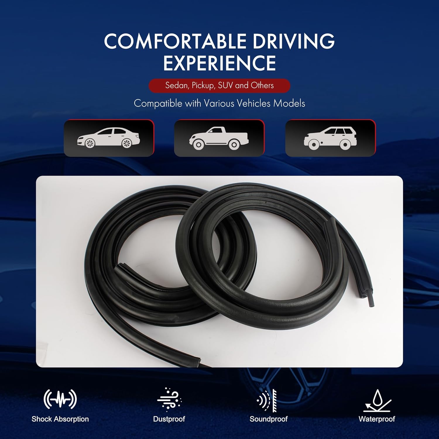 2Pcs Rear Door Weatherstrip Seal - Compatible with 07-14 GMC Yukon XL 1500/2500, 07-14 Chevy Suburban 1500/2500/Avalanche, 07-13 Cadillac Escalade EXT