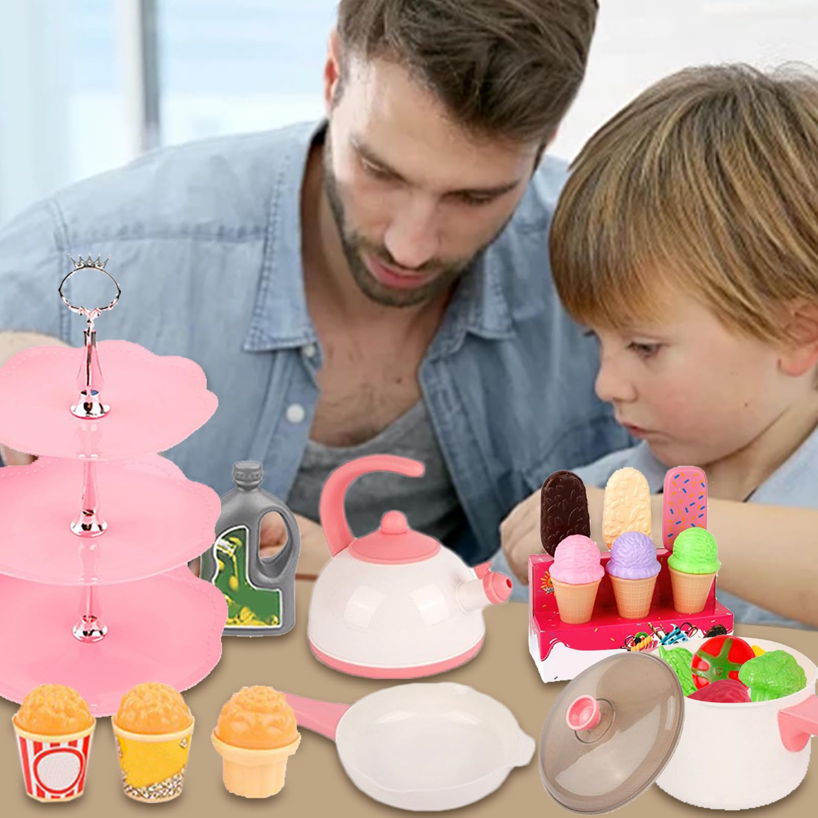 Zabawkowe Garnki, Przybory Zestaw Kuchennych Dla Dzieci Do Zabawy W | Zestaw Garnków, Patelni Z Jedzeniem Do Zabawy Przybory, naczynia, jedzenie, warzywa dla wszystkich chłopców na urodz
