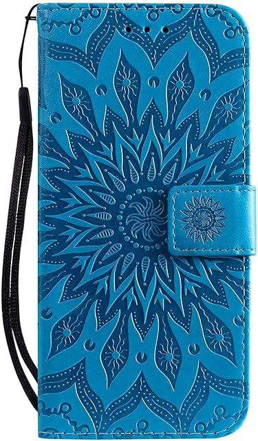 Reevermap iPhone SE 2022 Case iPhone SE 2020 Case iPhone 8/iPhone 7 Case PU Leather Cover for iPhone SE 3rd 2022/SE 2020/8/7, Protective Wallet Flip Magnetic Mandala Bumper with Kickstand, Blue