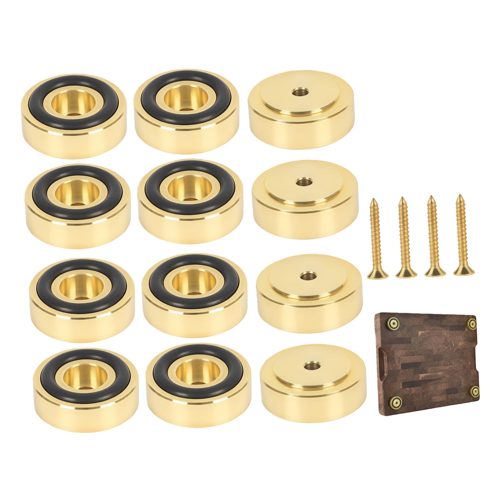 LUCKGONI 12Pcs Brass Cutting Board Stabilizer Feet with Antislip Base Amplifier Speakers Isolation Stand Base Ensuring Grip