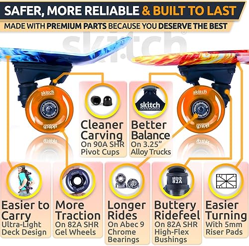 Miniatura 51 de SKITCH Patinetas para niños, adolescentes y adultos Juego de regalo de patineta premium para principiantes y profesionales completo con mini tabla