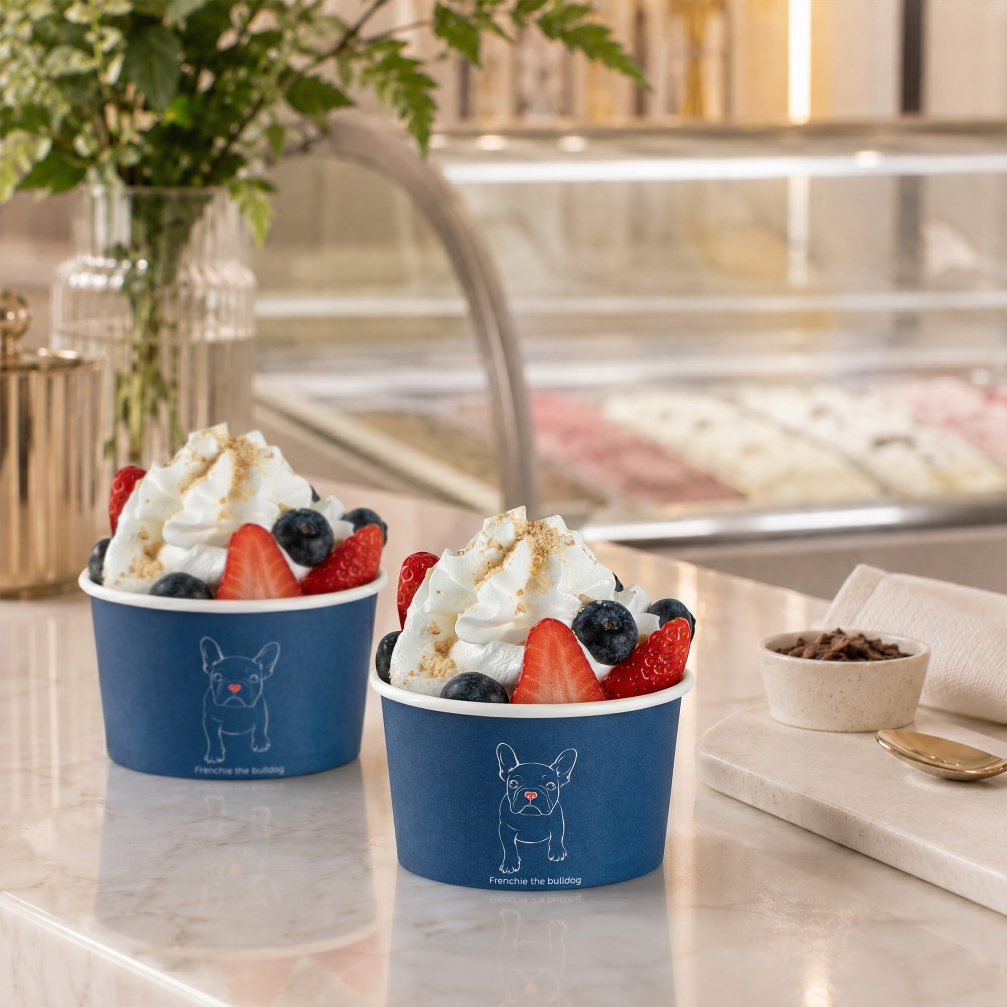 Coppetta - Vasos de postre de 5 onzas, 200 vasos desechables para helado, las tapas se venden por separado, resistentes, cuencos de papel francés FroYo, para alimentos calientes y fríos, perfectos