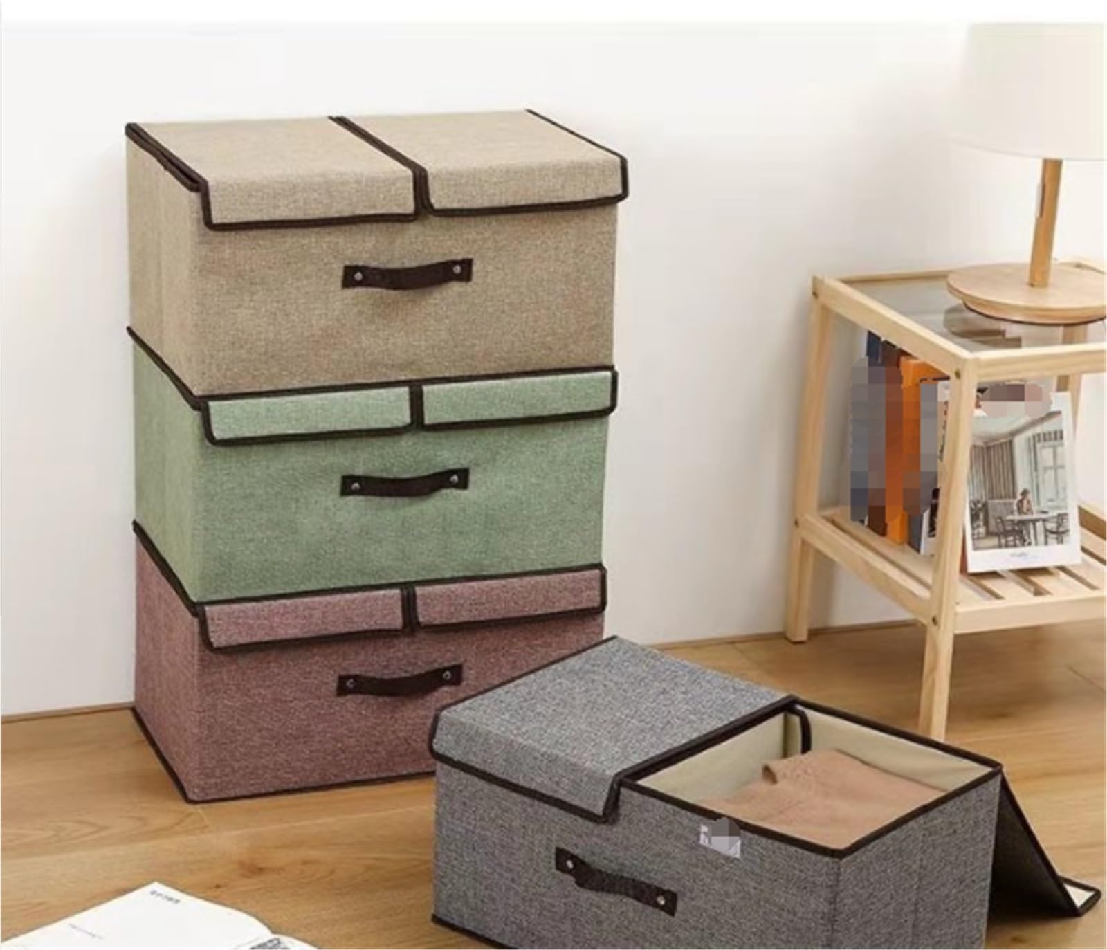 Organizador Armario Cajas Almacenaje Bolsa De Almacenamiento, Mantas, Edredones, Ropa De Invierno, Caja De Almacenamiento Plegable con Asa Bolsas para Guardar Ropa(Grün,50x30x25cm)