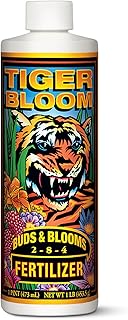 FoxFarm Tiger Bloom Liquid Plant Food - Phosphorus Fertilizer for Buds, Blooms & Flowering - Supports Soil & Hydroponic Systems - High Micronutrient Formula with 2-8-4 Nutrient Ratio - 1 Pint