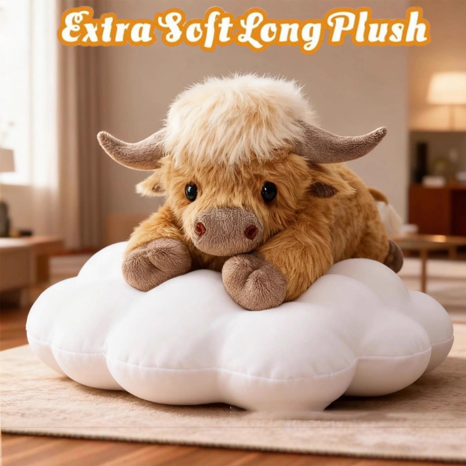 Generisch Weighted Highland Cow Plush, Gewichtetes Plüschtier aus der Hochlandkuh, Gewichteter Kuh-Teddy für Kinder und Erwachsene, kuscheliges Plüschgeschenk (55 cm)
