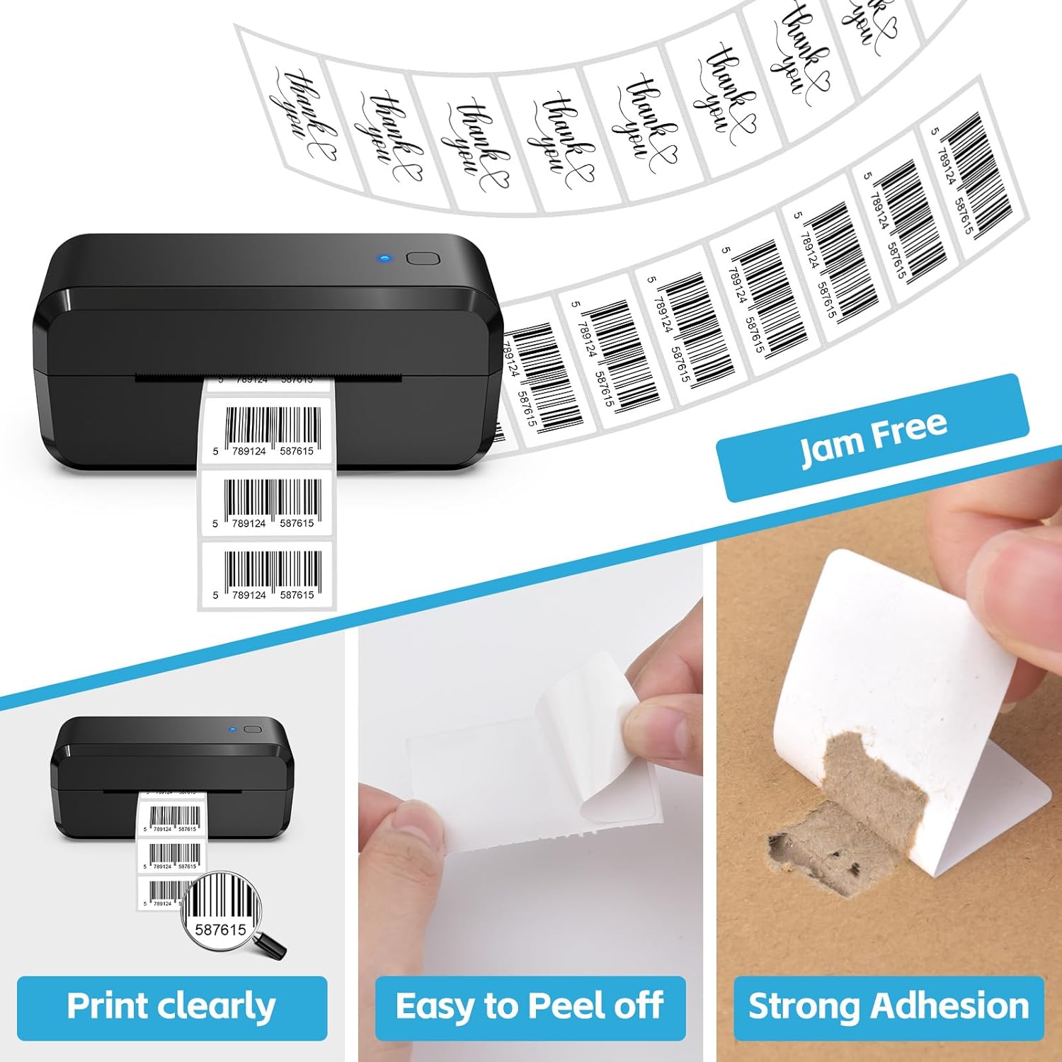 NineLeaf 4 Roll 2''x1'' Direct Thermal Label UPC Barcodes Postage Shipping Address Labels with 1300 Labels/Roll Compatible for Zebra Eltron Rollo Desktop Label Printers
