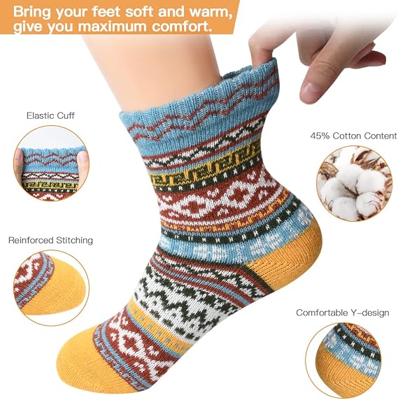 FYC Socks for Women Winter Thick Warm Wool Socks Cozy Crew Christmas Gift
