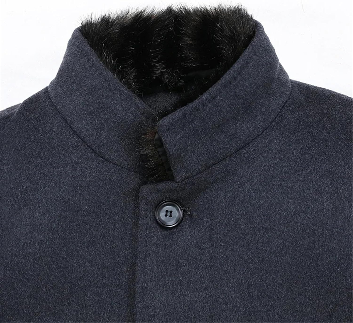Winter Mens Wool Trench Coat White Duck Down Removable Lining Warm Jackets Thick Men Fur Collar Overcoat