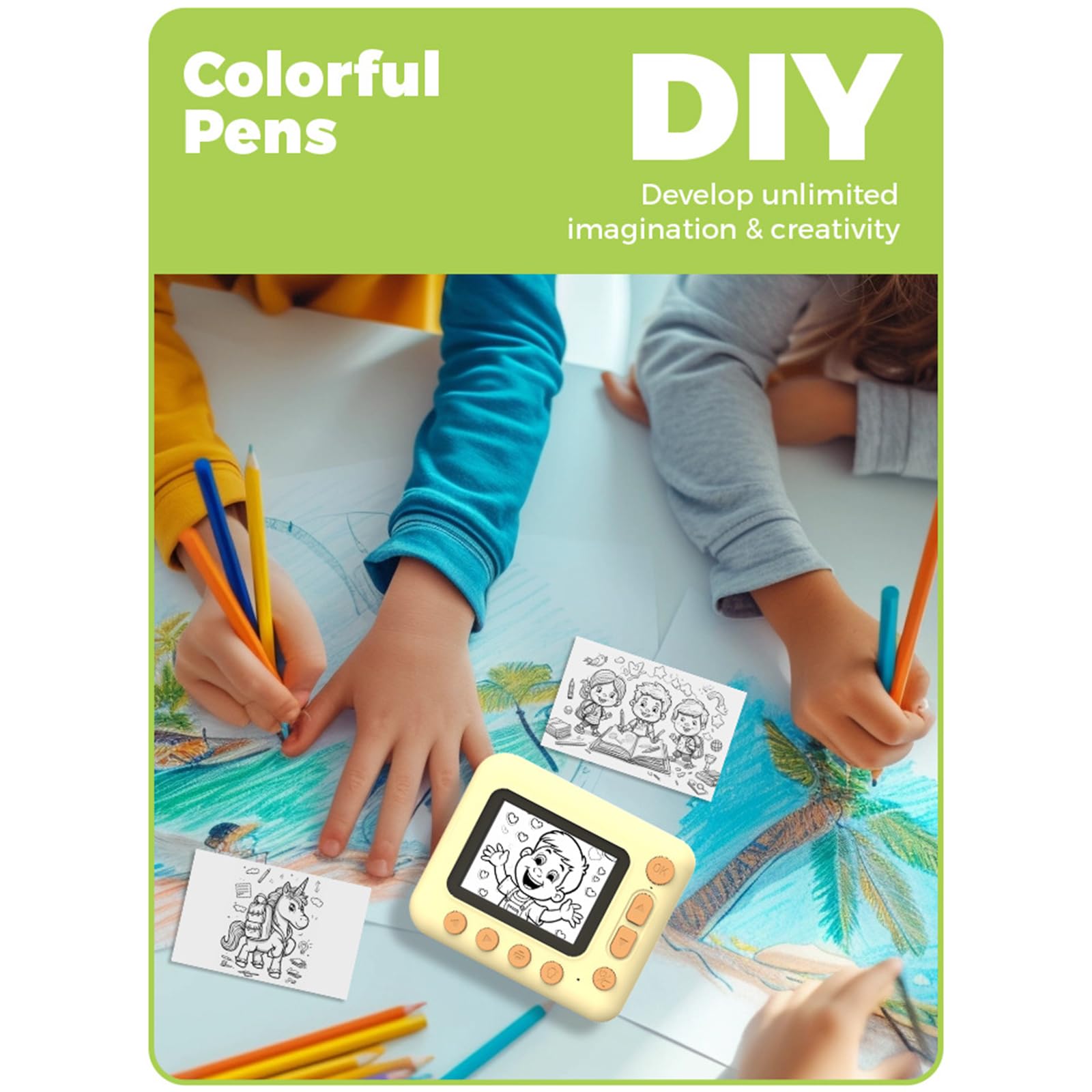 Fotocamera Digitale per Bambini Stampa istantanea Foto Cattura Video 1080P Riproduzioni Musicali e Divertimento Creativo per fotografi Stampante per Fotocamera per Bambini