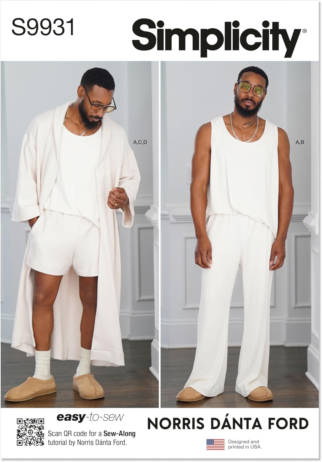 Amazon.com: Simplicity Easy to Make Men's Robe, Knit Tank Top, Pants ...