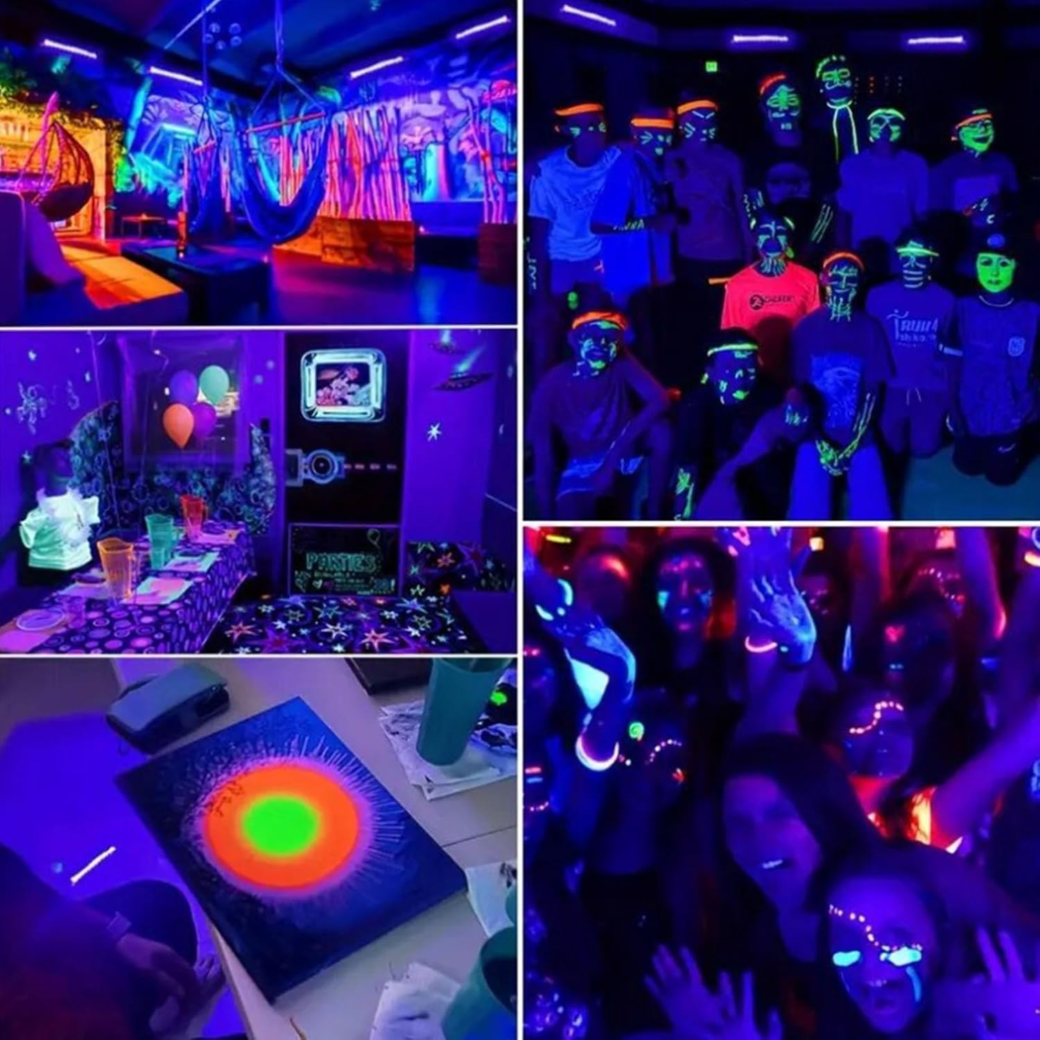 Marhynchus Black Light Bar LED Black Light Bar 380-400 Nm with USB Plug in Magnetic Wall Bracket for Party Poster Body Painting Glitter Decoration