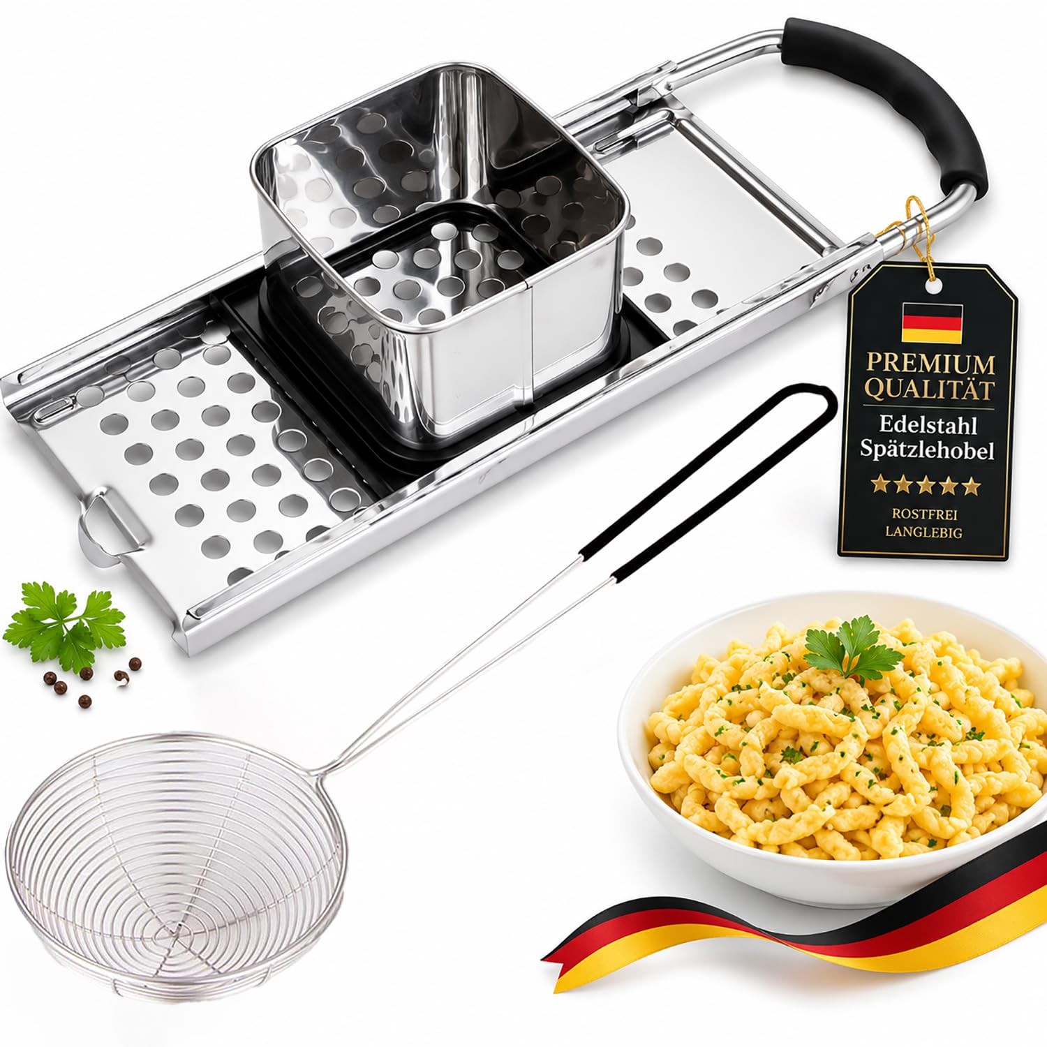 Machine à Spaetzle en Inox, Lot de 2 Trancheuses avec Glissière à Pâte