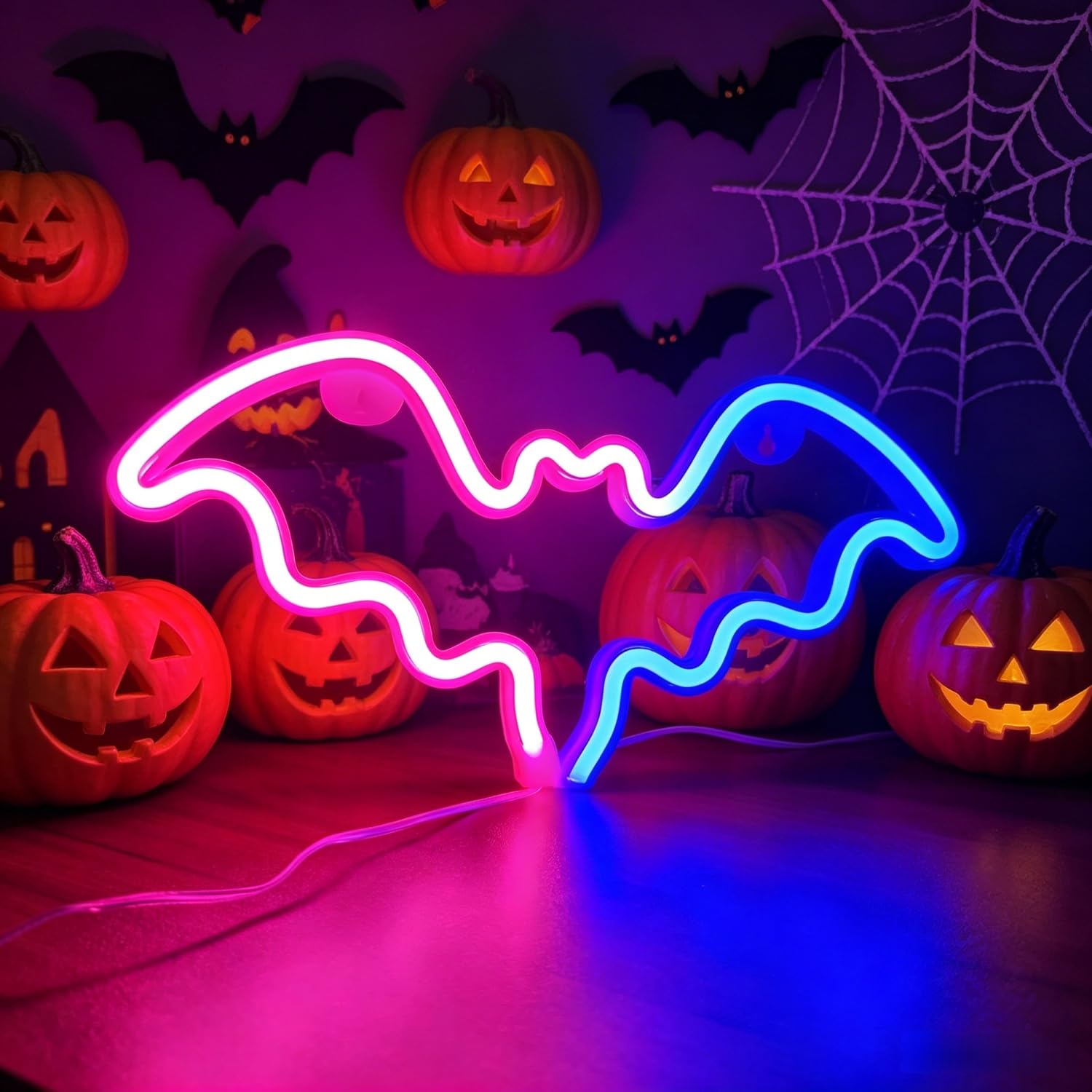 Bat Neon Sign,LED Neon Light for Halloween Decor, Gothic Wall Lamp for Bedroom, Living Room, Bar, Spooky Party, Festival, Wedding Home Decoration USB Powered