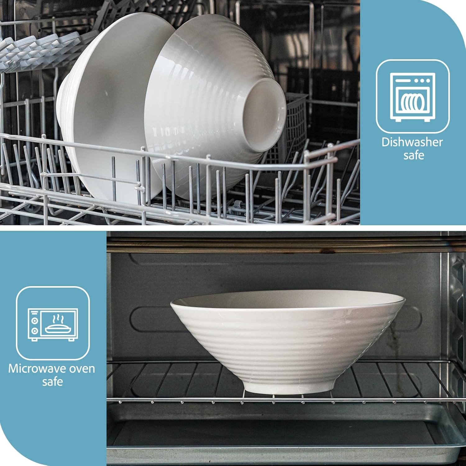 Ramen Bowls Set of 2, 9 Inch Large Ramen Bowls, 50 oz Porcelain Noodle Bowls for Pho, Soup & Udon, Ceramic Ramen Bowl Set, Microwave & Dishwasher Safe