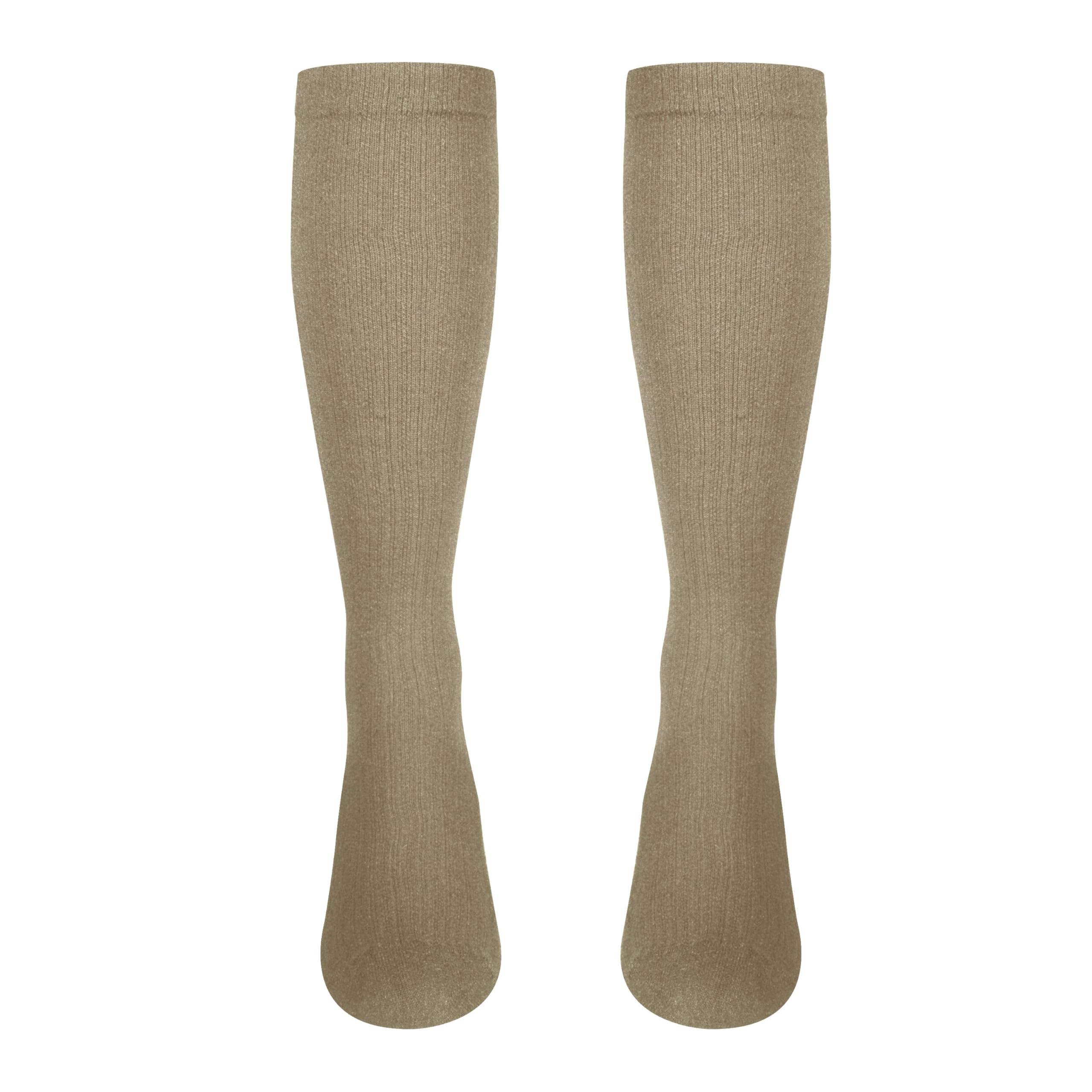 NuVein Women's Compression Socks, 15-20 mmHg Support, Casual Cushion Foot Style, Knee High, Closed Toe, Tan, Medium