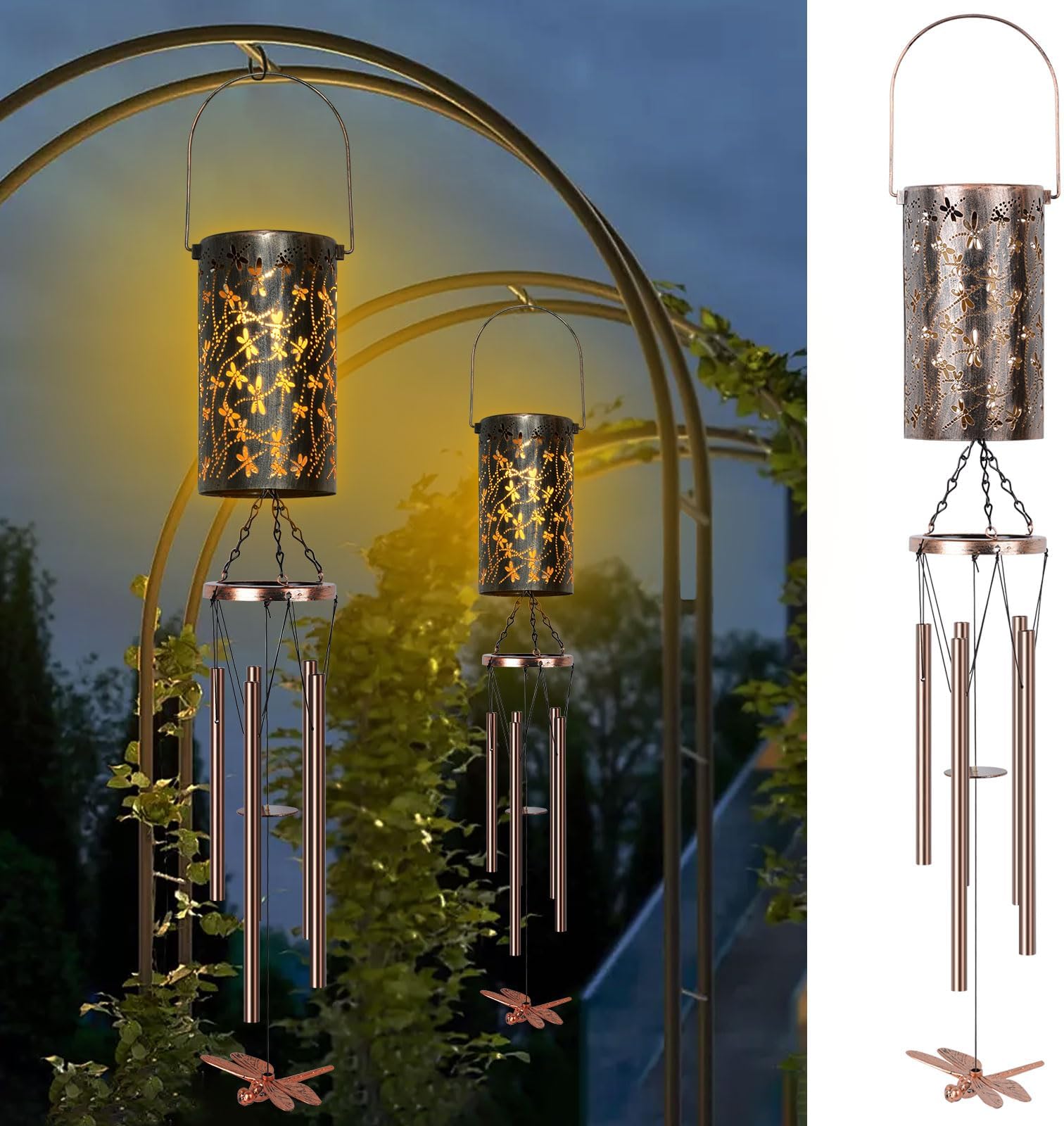 Carillon Solaire 6 Libellules LED Déco Jardin main image 1