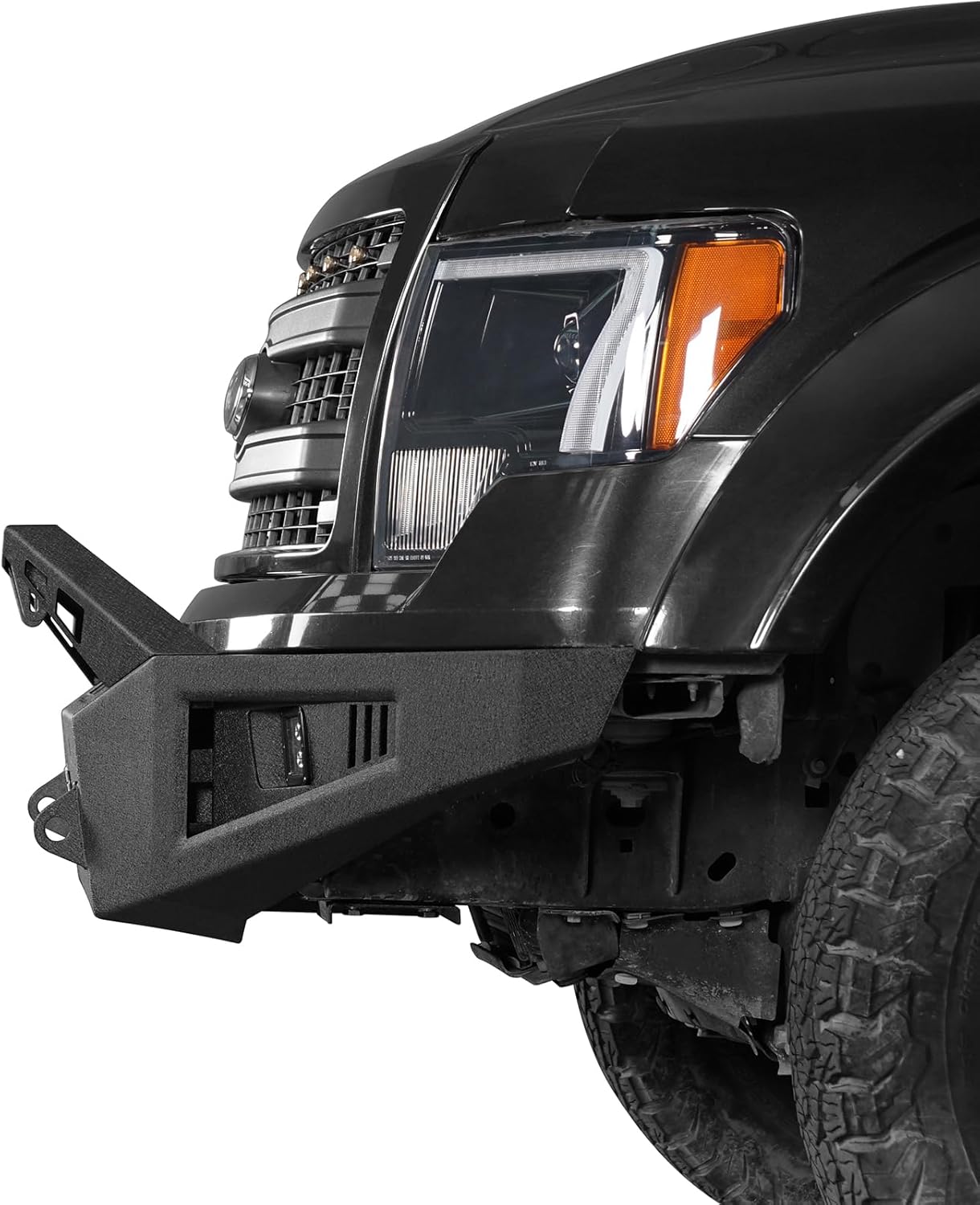 Hooke Road F150 Front Bumper with Winch Plate & LED Lights for Ford F-150 2009 2010 2011 2012 2013 2014 (Excluding Raptor)
