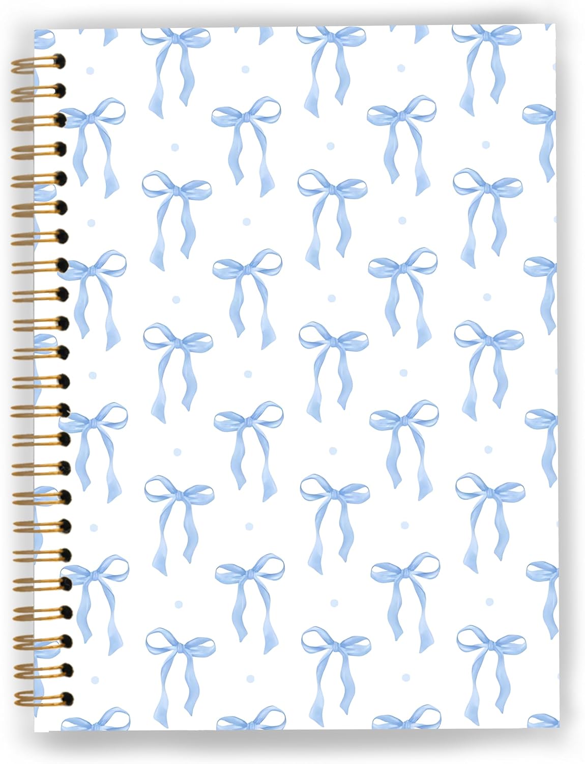 Preppy Coquette Navy Blue Bow Notebook Spiral Notebook 5.5x8.3 Inch, Girly Aesthetic Journal for Women, Coquette Girly Office Supplies, Spiral Journal，Preppy Gifts for Women