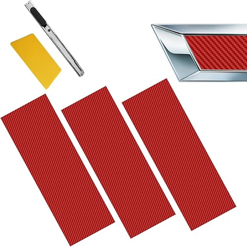 Miniatura 1 de 3 calcomanías de fibra de carbono compatibles con el logotipo de Bowtie, calcomanías de bricolaje compatibles con Chevy (rojo de fibra de carbono)