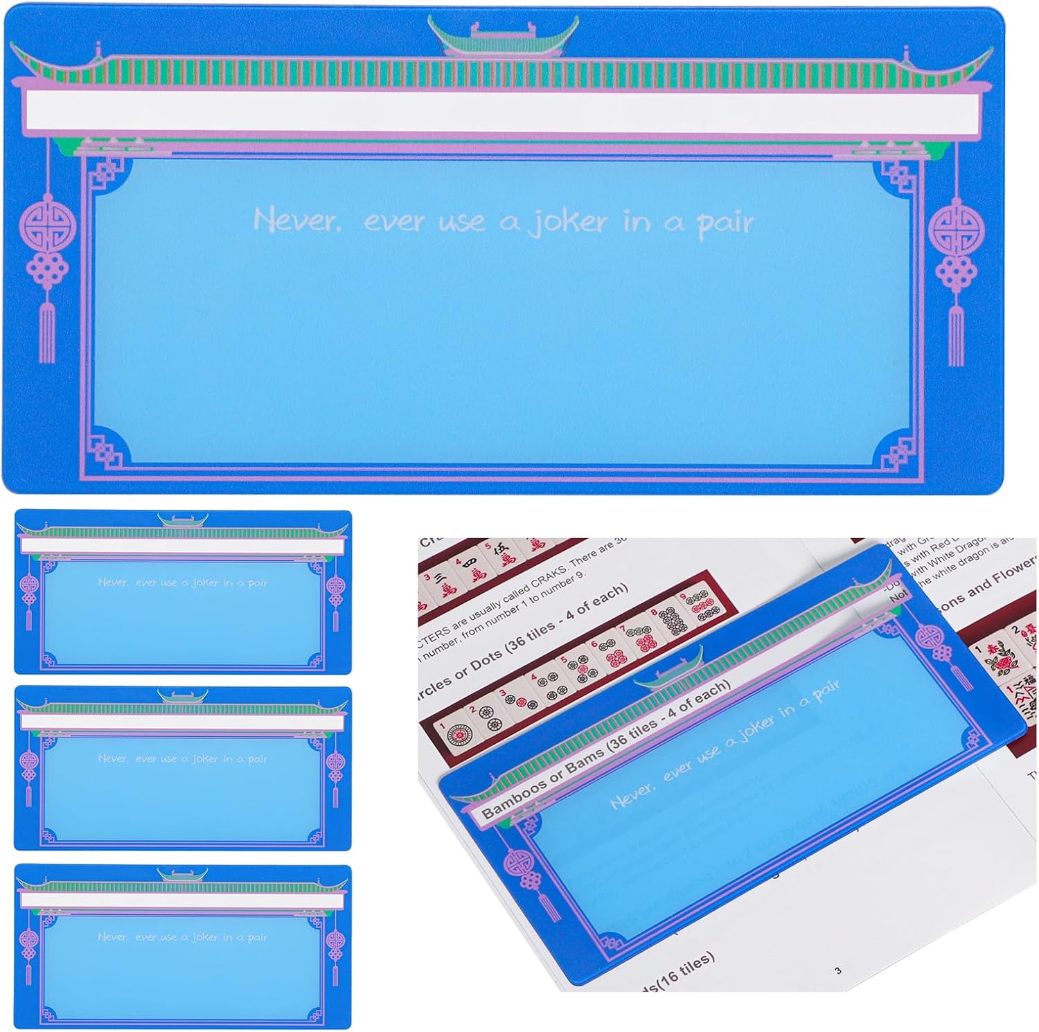 TIASUSAN 4 Pcs Mahjong Card Guide and Line Finder for Mahjong Lovers, Accessory for Travel, Parties, Competitions, Game Nights