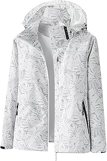 Mymyguoe Men's Rain Jacket Outdoor Hiking Jacket Waterproof Breathable Transition Jacket Cardigan Softshell Windproof Rain Jacket with Removable Hood Windbreaker Functional Jacket