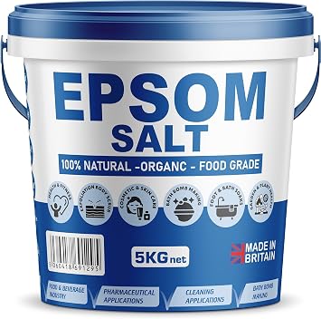 Epsom Bath Salts 5kg Unsented, 100% Natural Mineral Salts - Supports Sleep and Relieves Aching Muscles Magnesium Sulphate Foot Soak Bath Epsom Salts