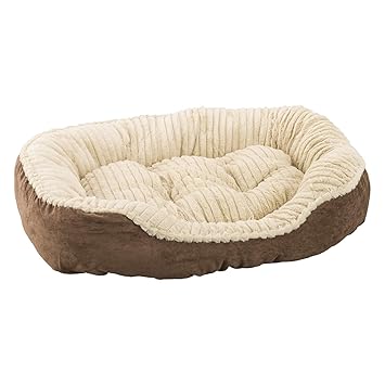 SPOT Sleep Zone Faux Suede Carved Plush Lounger, Cuddler, Napper Dog Bed - Fabric Bottom - 32X25 Inches/Chocolate/Attractive, Durable, Comfortable, Washable Ethical Pets