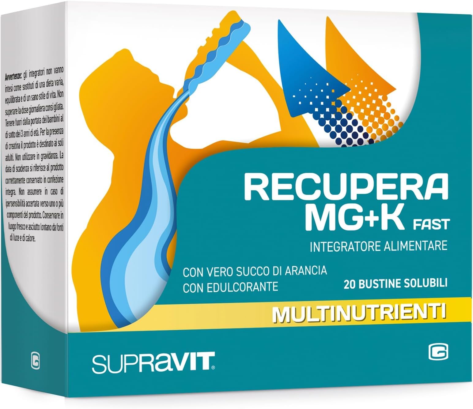 Supravit Magnesio e Potassio, Sali Minerali per Recupero Energia, Sostegno, Caldo e Affaticamento, MG-K, 20 Bustine, Supporto Energetico, Forza e Resistenza, Sciogliere in Acqua (Confezione da 5)