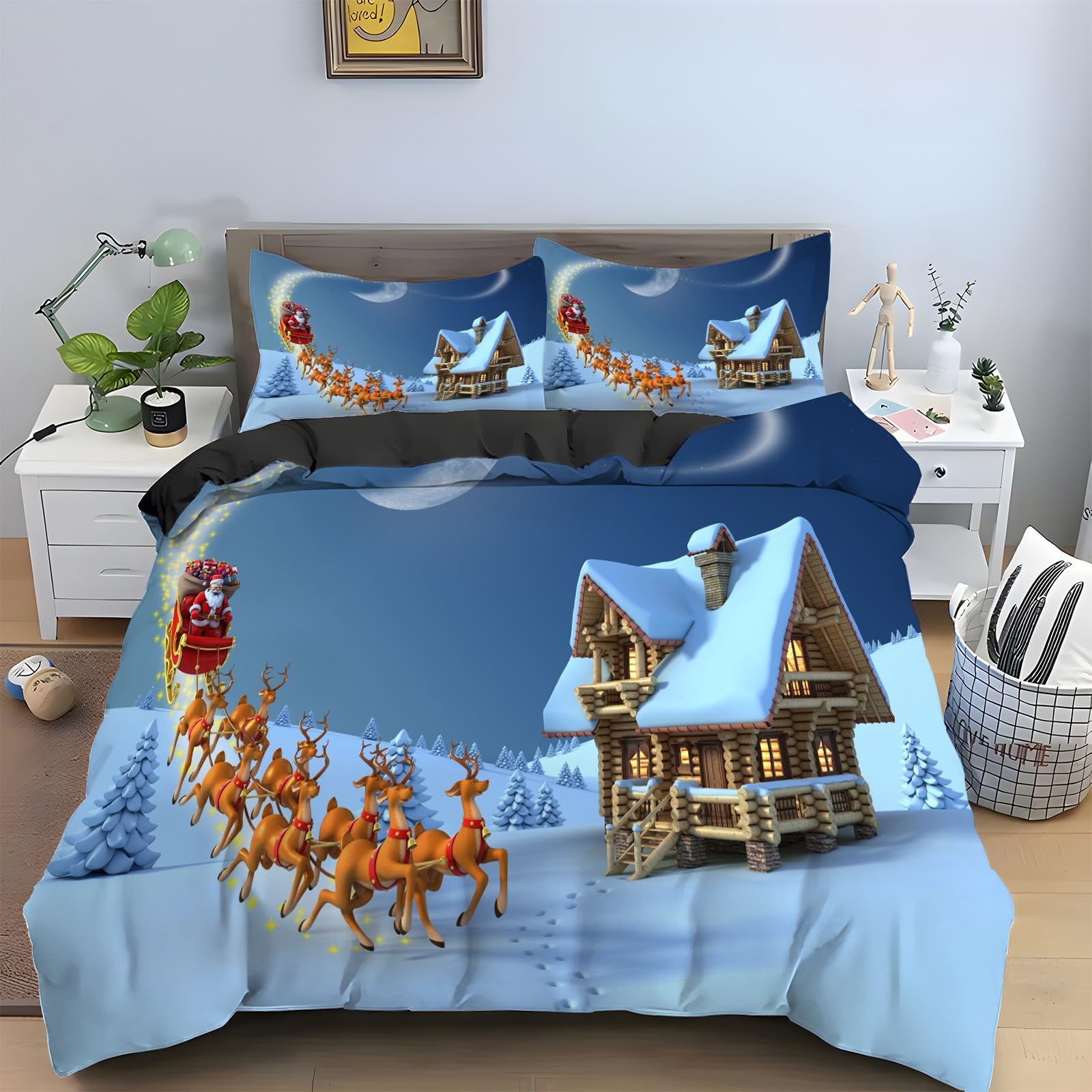 Housse de couette 240x260 en microfibre douce parure de lit Nouvel An premium KG114