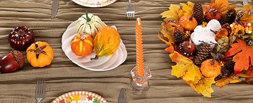 Miniatura 7 de Paquete de 12 caminos de mesa de gasa color nude, camino de mesa bohemio de gasa a granel, camino de mesa rústico traslúcido de 120 pulgadas de