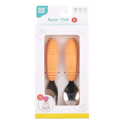 Vista 56 de Bumkins Juego de utensilios para bebé, cucharas de silicona para sumergir, autoalimentación, destete LED para bebés, aprendizaje de entrenador, A1
